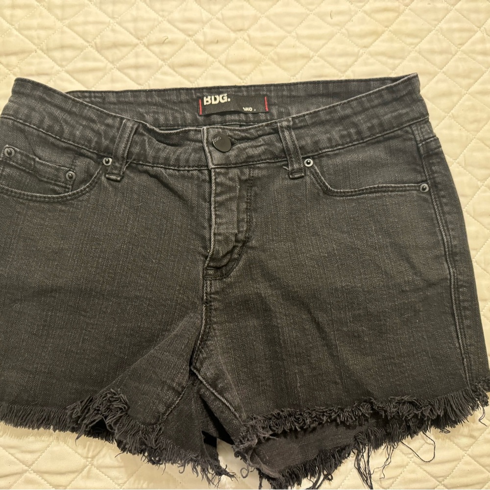Urban Outfitters BDG Black Jean Shorts Distressed Frayed Hem